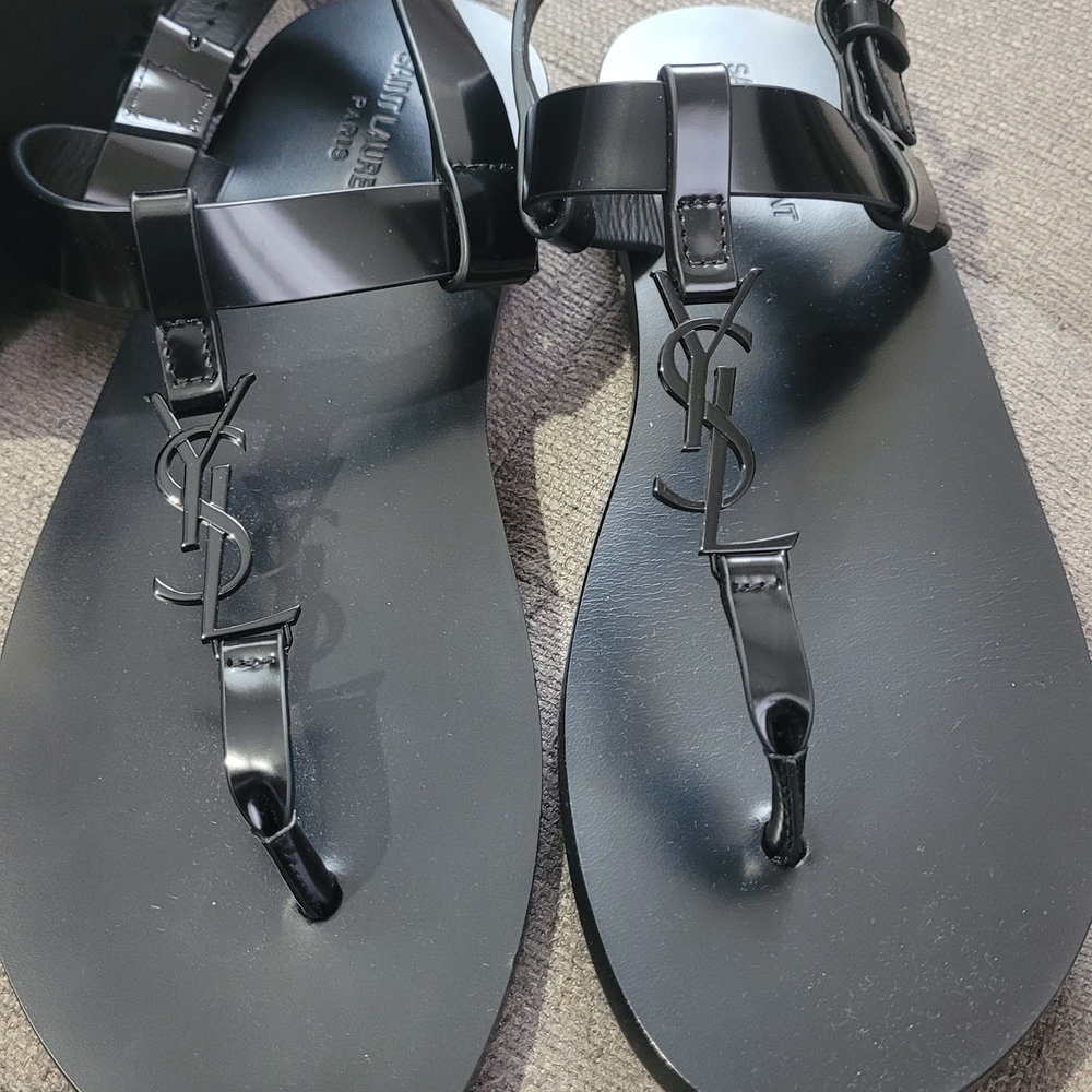 Saint Laurent Glossy Black Sandals